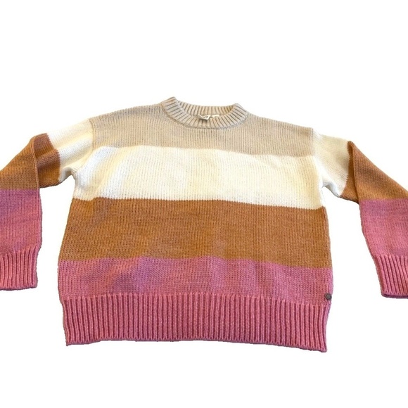 ROXY Striped Womens Sweater Cream/Orange/Pink/Grey; Size S - Picture 6 of 6